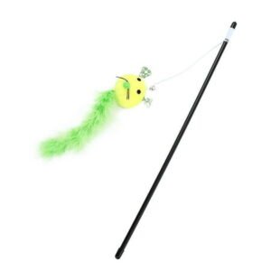Interactive Cat Toy Stick, Green, +Soft Plush, for Cats,Dogs, Chasing Play