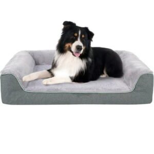WATANIYA PET Orthopedic Dog Sofa Bed, Non Slip Pet Couch Bed with Removable Washable Cover, Grey