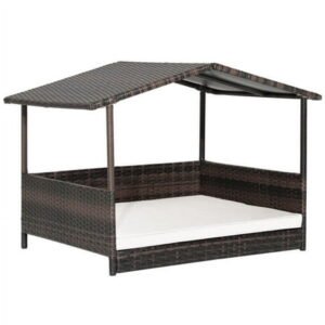 Outdoor Wicker Dog House with Weatherproof Roof-White, Dog House, Dog House for Dogs Indoor or Outside, Weatherproof Dog House Outdoor, Featuring Breathable Dog, Easy to Clean