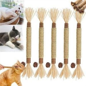 DAMAI Natural Silvervine Dental Sticks, Silvervine Chew Stick Kitten Treat Catnip Toy, Kitty Dental Treat Interactive Toy Kitty Snack Self Play Wand Cat Mint Lick(2 Pcs)