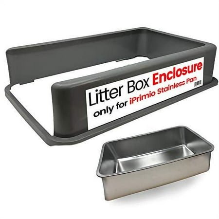 iPrimio Cat Litter Box Enclosure Stainless Steel Litter Box – Litter PAN is NOT Included. Patent Pending