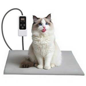 Pet Heating Pad, 6-Level Adjustable Temperature Dog & Cat Heating Pad with Timer, Waterproof Heated Pet Mat with Chew-Resistant Cord, 18 ×16in