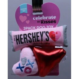 Hershey’s Kisses Themed 3 Ct Bar, Kiss and Heart Squeaky Crinkle Dog Toy