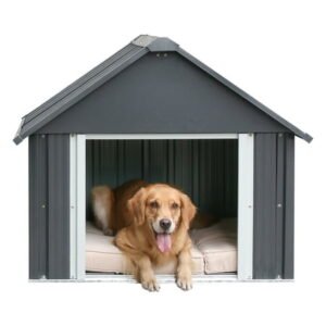 Durable Waterproof Metal Dog House for Small to Large Sized Dogs, Indoor Outdoor Insulated Doghouse