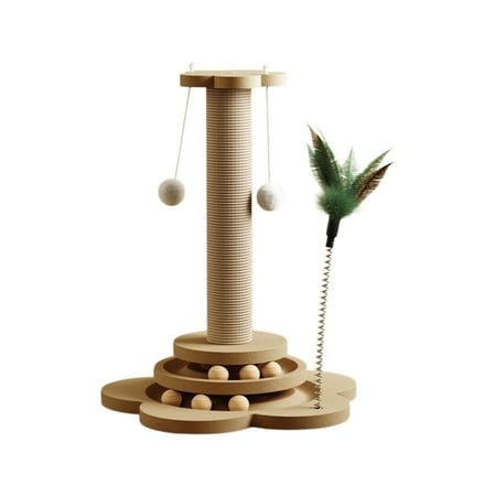 Ke1Clo Scratching Posts for Indoor Cats Adults, Cat Scratching Post 16 Inch Cat Scratcher for Indoor Cats, Small Cat Tree Tower Kitten Scratch with Interactive Cat Toys Hanging Ball