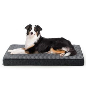 Orthopedic Dog Beds, Large Dog Beds, Waterproof Removable Washable Cover, Thick Memory Foam Pet Mattress with Egg Crate Foam, Supports Up to 50 lbs, Gray, 35″x22″x3.5″