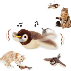 Flying Bird Cat Toys for Indoor Cats,Rechargeable Chirping Bird Cat Toy Flapping Wings,Cat Toys for Bored Indoor Adult Cats Sparrow 2PCS