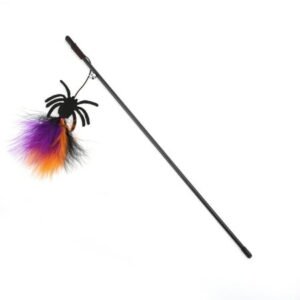 Unique Bargains 1 Pc Convenient Spider Pattern Cat Playing Rod for Indoor Orange Black Purple Plastic