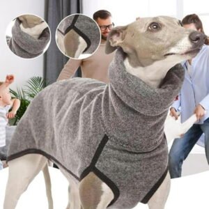 Summercome Fleece Dog Apparel, Winter Warm Dog Coat Doggie Turtleneck Cozy Jacket, Soft Cotton Shirt Vest Stylish Pet Outfits for Small Medium Large Dogs (Gray, 4X Large)