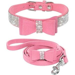 Rhinestone Dog Collar Leashes, Crystal Diamond Cat Dog Collar Leash Set, Cute Dazzling Dog Rhinestone Collar, Dog Collar Harness for Small & Medium Dogs