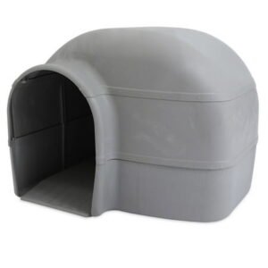 Outback Igloo Dog House, Heavy Duty Durable Plastic, Outdoor Use, Leak-Resistant, Gray, For Dogs up to 90 lbs, Extra Large, 33″ L