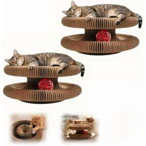 Twisty Paws Cat Toy, Extra-Thick & Large Cat Scratching Board with Bell Ball, Cardboard cat Toy, Interactive Enrichment Toy for Indoor Cats & Kittens