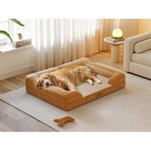 Bestco 36″ Orthopedic Dog Bed for Large Dogs with Egg Crate Foam Removable Washable Cover Brown