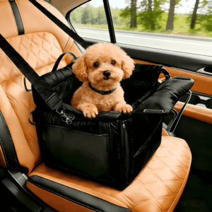 MQ Pet Car Seat, Waterproof Dog Car Bed with Removable Cover, Portable Dog Seat for Dogs Under 35 lbs for Travel and Home Use PU Leather Black