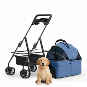 3-in-1 Pet Stroller, Car Seat & Carrier for Small Dogs and Cats, 4-Wheel Foldable Design, Max Load 44 lbs, Durable Oxford Fabric, Blue