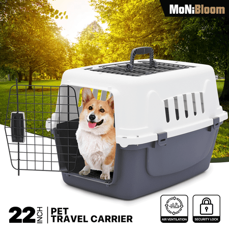 22 Inch Length Dog Carrier Plastic 2-Door Top Loading Cat Carrier, Hard-Sided Dog Travel Carrier for Small Dogs and Cats, Ventilation and Security Lock Design