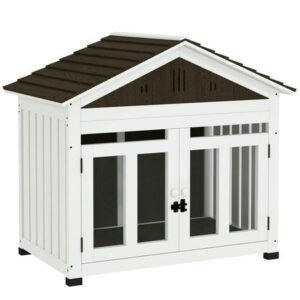 Barara King Dog House,Pet House,40″L Wooden Dog House Outdoor Indoor, with Air Vents & Elevated Removable Floor