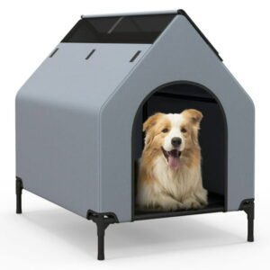 Infans 36″ Elevated Dog House for Small Breeds Large Pet House w/ Ventilated Windows