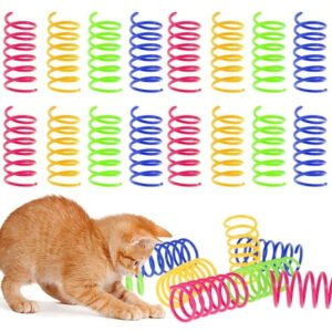 Keyohome Colorful Springs Cat Toy,16 Pcs Cat Coil Toy Durable Plastic Spiral Spring Cat Toy Interactive Cat Toy Creative Cat Activity Toy Cat Bouncing and Training Fun Gift