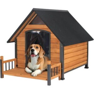 Aivituvin Dog House Outdoor Weatherproof Chew Proof Large Dog Kennel with Metal Frame for Small Medium Large Dogs, 50.9″ D x 37.4″ W x 37.2″ H