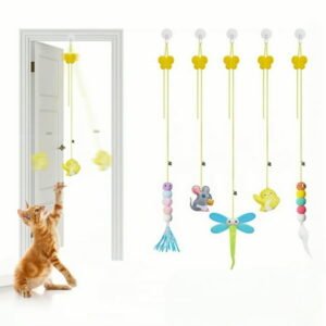 WuPing 5 Pcs Interactive Cat Toys, Cat Teaser Retractable Hanging Kitten Toys for Indoor Cat