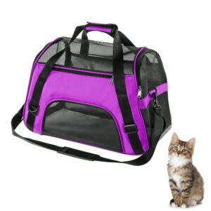 Cat Carrier, Pet Travel Carrier Airline Approved for Small Cats Dogs, Soft-Sided Comfortable Portable Foldable Pet Bag(Small, Purple)