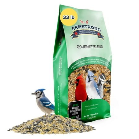 Armstrong Bird Food Gourmet Blend, 33 Pounds – with White & Red Millet, Cut Corn, Wheat, Black Oil Sunflower, Striped Sunflower, Peanuts & Safflower for Blue Jays, Northern Cardinals and More