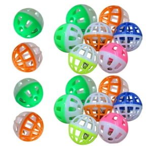 Luokeji 18PCS Pet Cat Kitten Play Balls With Jingle Bell Pounce Chase Rattle Toy