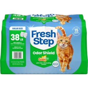 Fresh Step Odor Shield Multi Cat Clumping Litter, Gain Original, 38 lb(4 x 9.5 lb Pouch)