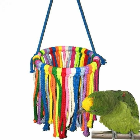 Oaktree Bird Cage Hammock Swing Toy,Parrot Toys Hanging Swing Rings,Hanging Toy for Small Parakeets Cockatiels, Conures, Macaws, Parrots, Love Birds, Finches