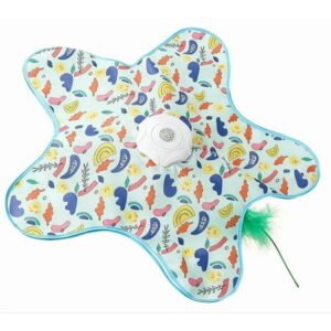 Kchsji Interactive Indoor Cat Toy Automatic Hiding Feather Mobile Toy 2-in-1 USB Rechargeable Quiet Motor 3 Speed Modes Touch Wake 5-10 Min Auto Off Durable ABS Tear-Resistant Fabric Gift For Cats