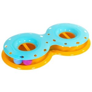 Catstages Meowsome Infinity Ball Track for Cats, Figure-8 Shaped, Compatible with 2-in-1 Topper Toys, Blue