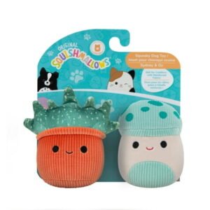 Squishmallows Original 3.5 inch 2-Pack Sydney Mushroom and Oz Succulent Dog Toys – Small Ultra Soft Plush Pet Toy