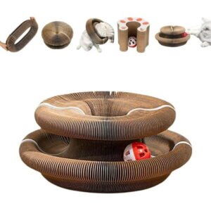 Kitty Kurlz Cat Toy, Marlene Kitty Kurlz, Kitty Curls Cat Toy, Magic Organ Cat Scratching Board Toy, Interactive Cat Ball Toy, Foldable Cat Scratch Board Toy with Bell (1PCS)