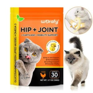 Hip and Joint Support for Cats with Glucosamine, Green Lipped Mussel & Omega-3, Promote Mobility Chicken Flavour 3.7 OZ
