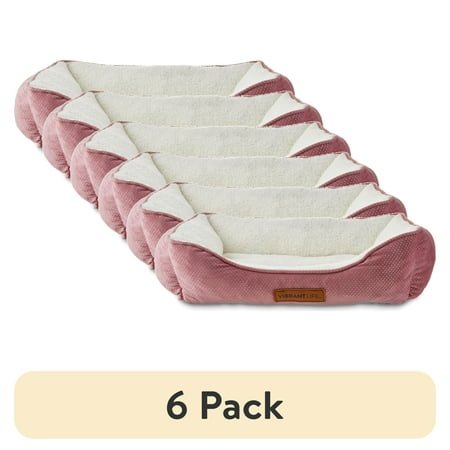 (6 pack) Vibrant Life Premium Cuddler Pet Bed, Pink & White