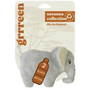 GRRREEN Dog Toys | Plush Toy Elephant Stuffed Animal for Dogs | Small Eco Friendly Toy