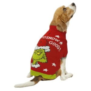 Dr. Seuss’ The Grinch! Holiday Pet Sweater for Cats & Dogs, Up to Snow Good, Red, Extra Small