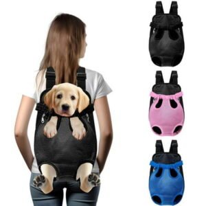 Hands-Free Pet Carrier Backpack for Dogs and Cats – Comfortable Adjustable Legs Carrier – Easy-Fit Design – Perfect for Traveling,Hiking and Camping – Small and Medium Pets (Black,Medium)