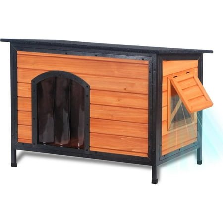 34.3″L Outdoor Dog House for Small Medium Dogs Outside Chew Proof Iron Frame Dog Kennel Raised Design
