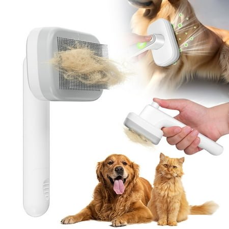 Self Cleaning Slicker Brush – Negative Ion Pet Grooming Brush Suitable for Dogs & Cats, Shedding & Haired Pets