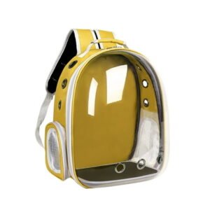 WZXPWT Ventilated Outdoor Pet Carrier Backpack, Anti-Escape Space Capsule Dog Bag – Adjustable Shoulder Hiking Pack for Camping/Puppy Travel(Yellow)