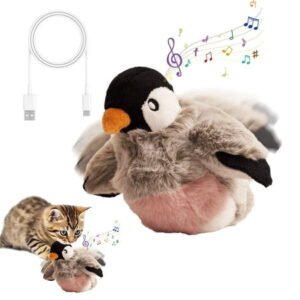 Interactive Flapping Bird Cat Toy with 500mAh Battery for Playful Adult & Kittens, Lively Chirping & Flapping Wings Cat Toy