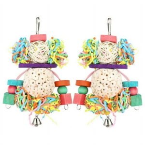 Bird Toys Conure Hanging Natural Soft Sola Ball Beak Chew Shred Forage for Parrots,Cockatiel,Conure 2Pcs