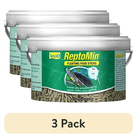 (3 pack) Tetra ReptoMin Floating Food Sticks for Aquatic Turtles, Newts and Frogs, 1.43 lbs.
