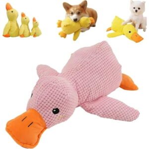 Quacker Calming Duck Dog Toy, 2025 Upgraded Calming Duck Toy for Dogs, Soft Plush with Squeaker Dog Chews Toys, Plush Dog Toy for All Dog Breeds and Sizes (Pink)