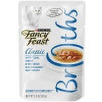 Purina Fancy Feast Broths Classic With Tuna Shrimp & Whitefish in a Decadent Silky Broth Adult Wet Cat Food Complement – (16) 1.4 oz. Pouches