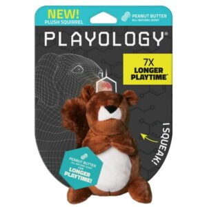 Playology Dog Toys | Interactive Stuffed Animal Squirrel, Peanut Butter Scented Toy, Small