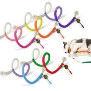 5 Pack Colorful Cat Chew Rope Toy Set, Interactive Cat Nip Toys with Silvervine Fruit, Large Handmade Cat Teeth Cleaning Toy for Indoor Bored Kitten Kitty Pet Biting