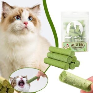40g Cat Grass Sticks, Delicious Cat Grass Teething Stick Edible Cats Chew Toy Cat Treats Snack for Teeth Cleaning and Hairball Removal